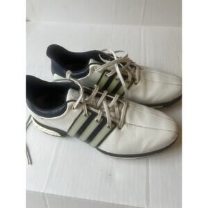 Size 8.5 Adidas Tour 360 White w/Navy Stripes Golf Shoes No Box